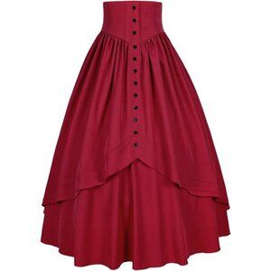 Women Skirt Medieval Renaissance Peasant Skirt Red